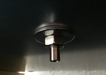 Custom floor drain fitting from below
