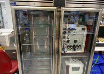 Alternate view of cabinet in Australia housing 1 AKTA, 1 F9-C Fraction Collector & 1 S9 Sample Pump